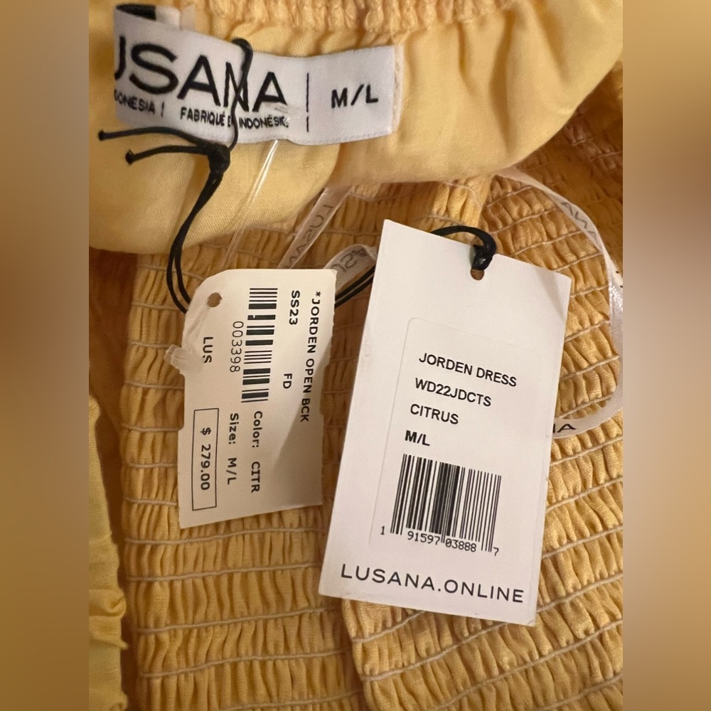 NWT Lusana Jorden Open Back Yellow Midi Dress - Picture 10 of 11